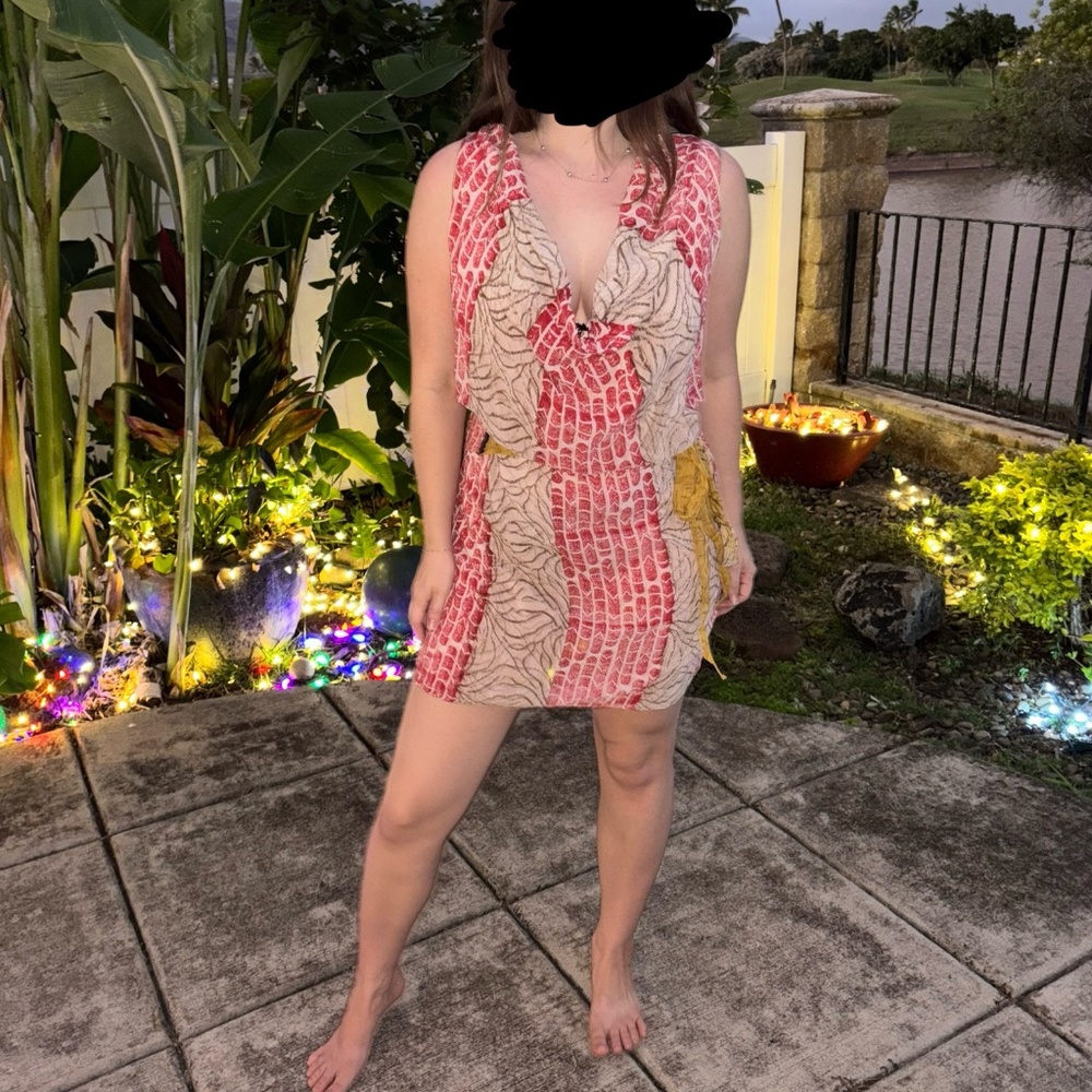 Indie Ella, Silk One-Size, Natural-Tone Wrap Dress, Elegant and Sexy, Bohemian